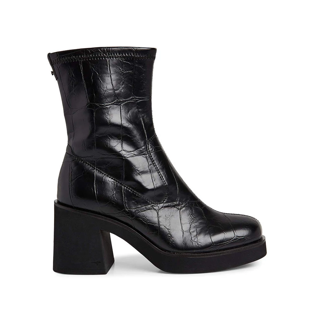 Tamaris bokacsizma/black croco 028 fekete 38.0 214259_A