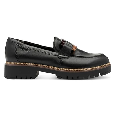 Tamaris félcipő/black lea 003 fekete  214015_A